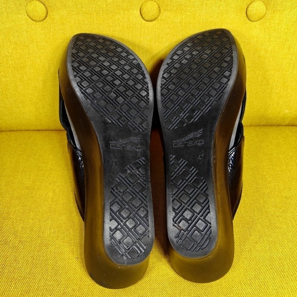 Dansko Wedge Slip On Sandal Slide Black Ava/Elastic Cross Strap Women's  10.5-11 - Picture 7 of 8